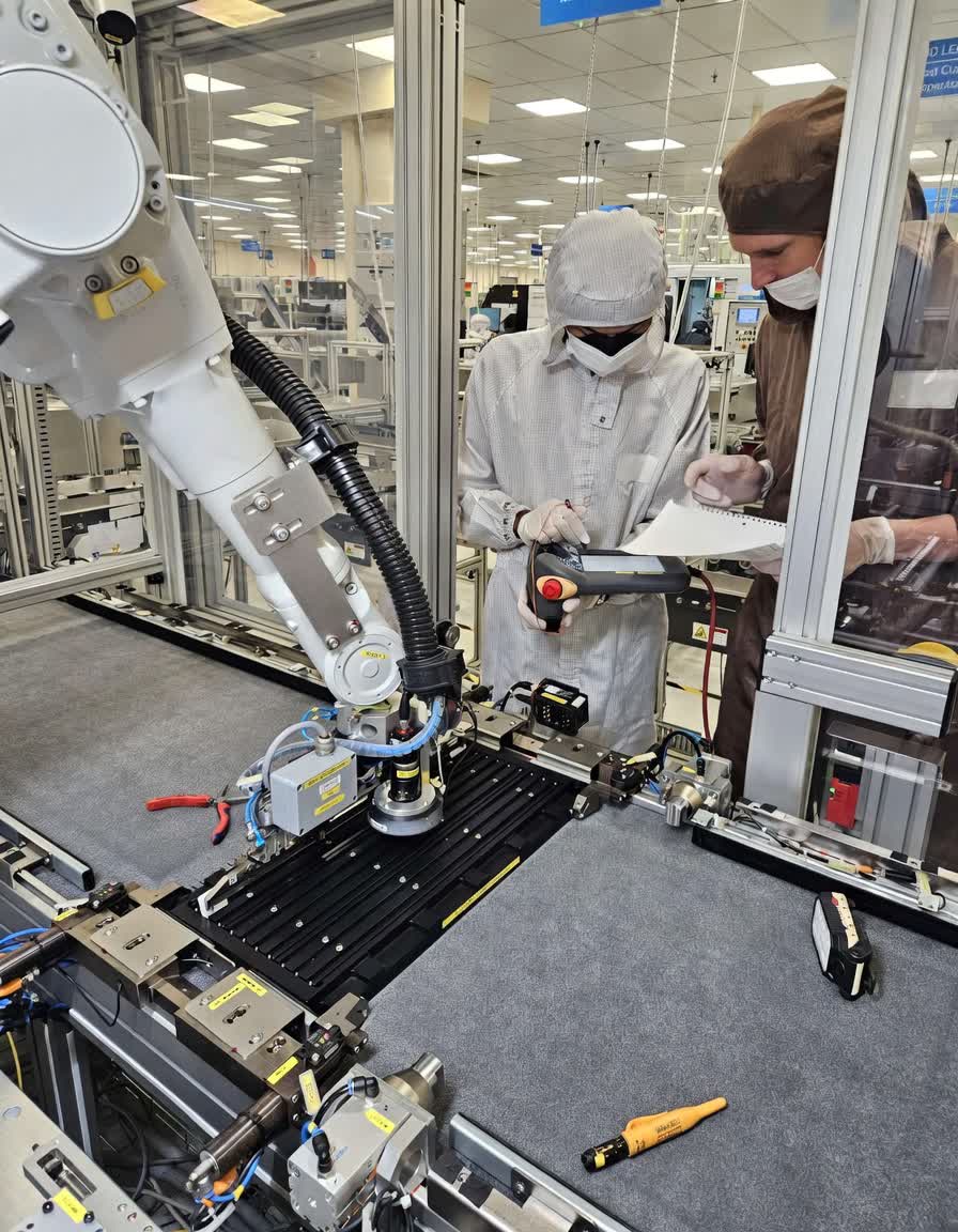 Operator training session on automated production line controls and safety